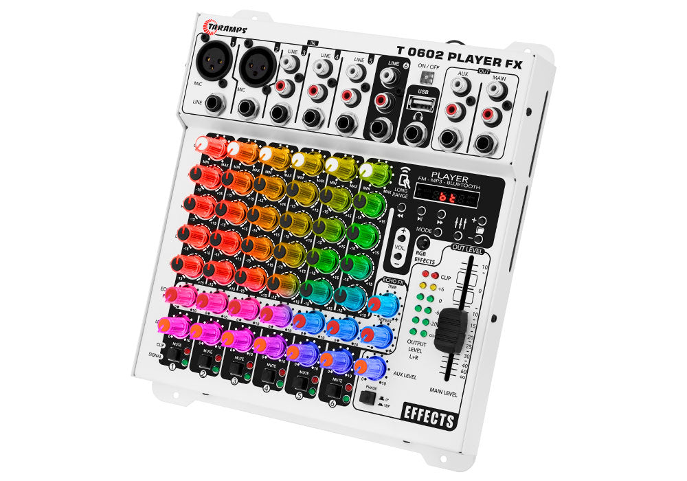 Taramps - Audio Mixer T0602 - Player, Multicolor, RGB, BT