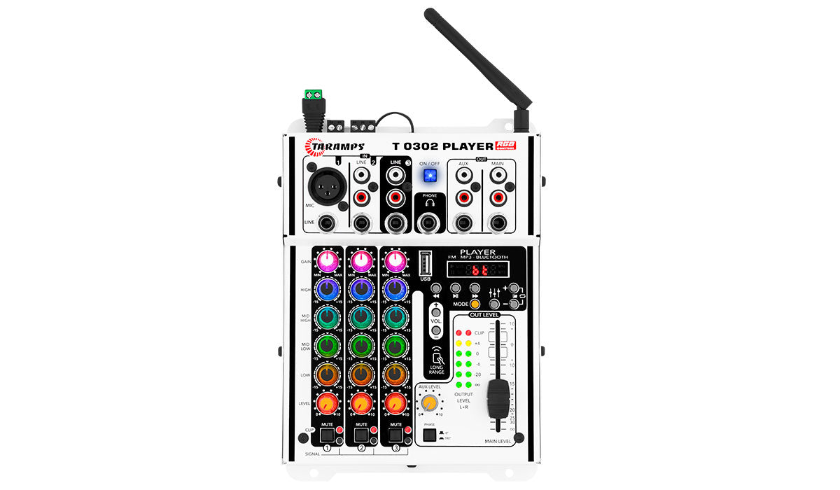 Taramps - Audio Mixer T0302 - Player, Multicolor, RGB, BT