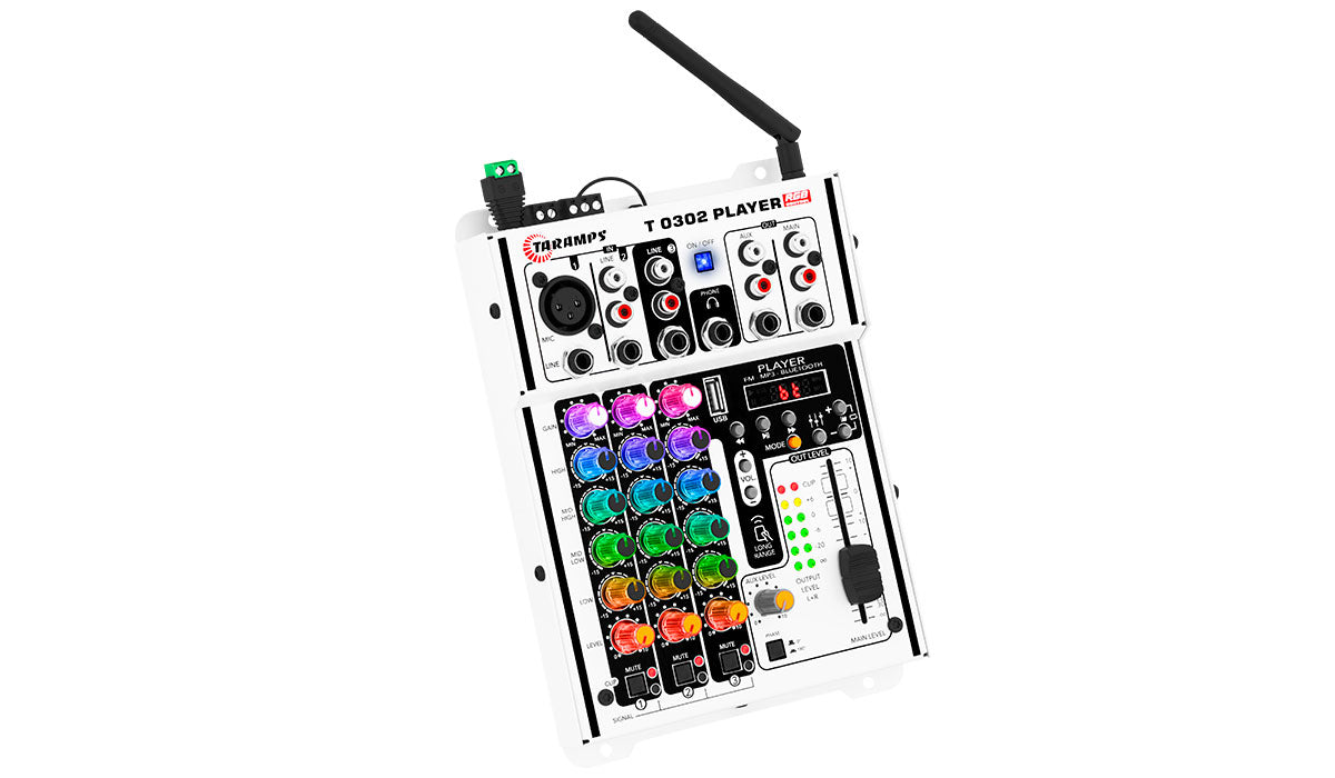 Taramps - Audio Mixer T0302 - Player, Multicolor, RGB, BT