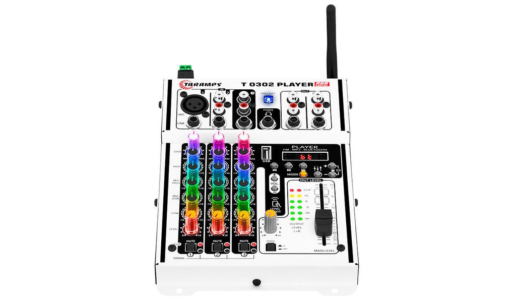 Taramps - Audio Mixer T0302 - Player, Multicolor, RGB, BT